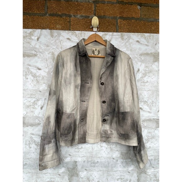 Nigel Preston & Knight Hand-Painted
Lamb Leather Linen Blazer Jacket Gray
Size M - Picture 12 of 15